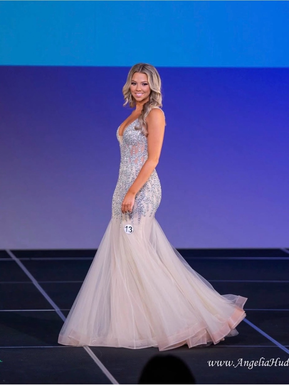 Jovani Nude and Silver Beaded Evening Dress